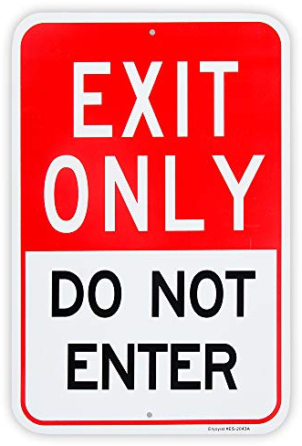 Großes Schild mit Aufschrift Exit Only Do Not Enter, 45,7 x 30,5 cm, 10,2 cm, Aluminium, reflektierend, rostfrei, UV-geschützt und wetterfest