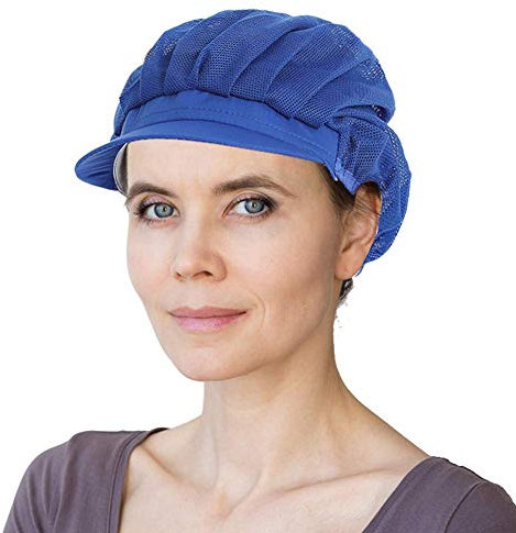 Kochmütze, verstellbar, elastisch, atmungsaktiv, Netzstoff, für Küche, Kochen, Service und andere Arbeiten, 3 Stück, Blau, Einheitsgröße