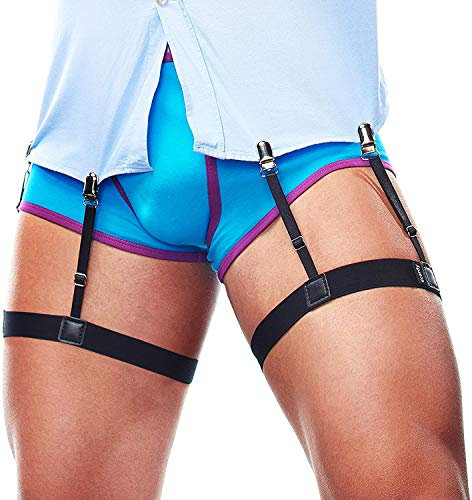 STAY GENT HemdHalter 4 Stück Shirt Stays Herren -Hemd Halterung Straffer Damit das Hemd in der Hose Bleibt Hemd halter Oberschenkel Schwarz