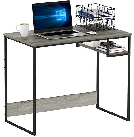 Furinno Moretti Modern Lifestyle-Studienschreibtisch, 90cm breit, Französisches Eichengrau