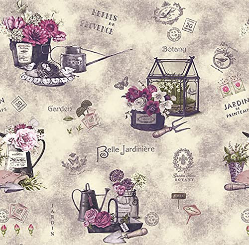 PVC Tischdecke Vintage Wachstuch • Breite & Länge wählbar • abwaschbar • Blumen Lila Garten Flieder, Größe:80 x 120 cm