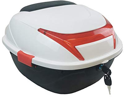 ZXCASDF Topcase Motorradkoffer, Top Case Box, Hinterhelm Aufbewahrungskoffer,Top Case Universal, Helmkoffer Für Roller, Motorrad, Mofa & Quad,Weiß