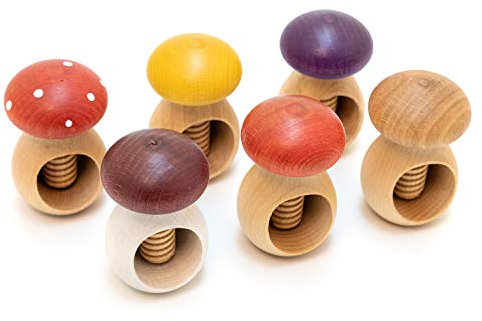 Holzfee Nussknacker Pilz Set 6-teilg aus heimischen Buchenholz Pilzform