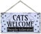 CARISPIBET Cats Welcome People tolerated Home signs house decoration signs funny sign decorative gifts for pet lovers cat lovers 6x12