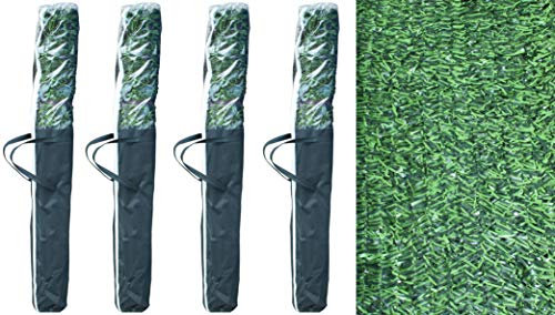ADO - Seto Artificial Decorativo tupido ignífugo de 3 Metros de Largo x 1 Metro de Altura. Seto Artificial Decorativo Verde de 90 Varillas 80% ocultación (4- Rollos seto 3x1)
