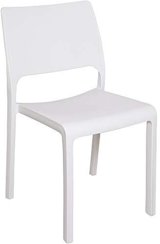 Dmora - Stapelbarer Monoblock-Stuhl, Made in Italy, weiße Farbe, Maße 52,50 x 82 x 46,50 cm