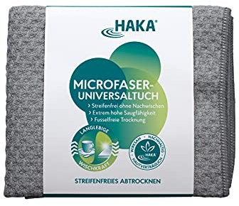 HAKA Microfaser Universaltuch, 1 Stück, zur fusselfreien Abtrocknung von Geschirr, Fenster, Spiegel, Duschkabinen, weich & saugfähig, maschinenwaschbar, 60 × 50 cm