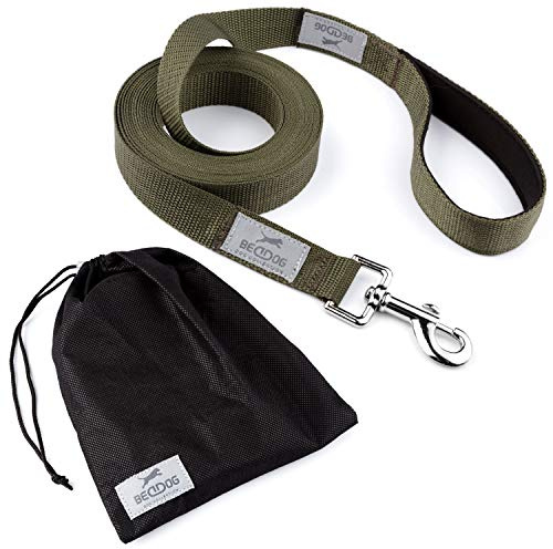 BedDog® Tyson Trainingsleine mit Aufbewahrungsbeutel, Lange Leine mit Handschlaufe, langlebige Schlepp-Leine, Hundeleine, Schwimmleine, robust 10m - Khaki