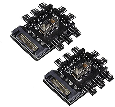 eMagTech Fan Hub 8-Way Splitter RGB Fan Extension Adapter for 12V 8-Way 3-Pin 4-Pin Fan Hub Speed Controller
