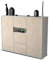 Stil.Zeit Highboard Kommode Quinta, Korpus Weiss matt, Front Holz-Design Zeder (136x108x35cm), Push-to-Open Technik & Leichtlaufschienen