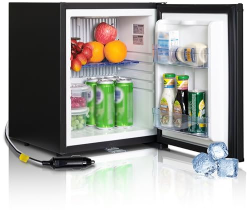 SMETA Camping Fridge 12V 240V With Lock, 30L 2 Way Fridge for Campervan, Caravan, Van, RV, Truck, Yacht, Travel | Quiet | Reversible Door | Black