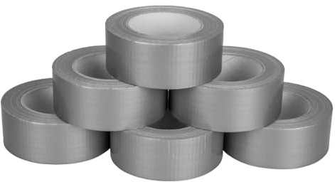 6 rouleaux de ruban adhésif toilé gris 50 m x 4,8 cm - haute adhérence - colle Ã base de caoutchouc naturel