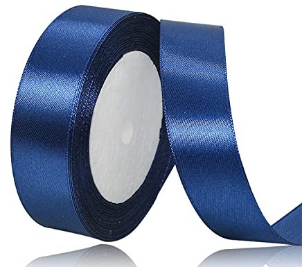 Dunkelblau Satinband 25mm x 22Meters Schleifenband Dunkelblau Geschenkband Dekoband Stoffband für Geschenk, Basteln, Nähprojekte, Haarschleifen, Brautstrauß, Hochzeits Dekoration