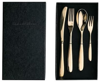 ESSONIO Cutlery Set, Cutlery Set 6 People. Luxury Cutlery Sets, Mirror Polished Cutlery Set, Dishwasher Safe, Elegant Table Cutlery for Home/Important Dinner (6 Sets of 24 Pieces) TZG254