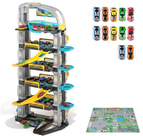MOLTO | Parking 6-Storey avec Ascenseur Automatique, héliport, Auto-rayage, Station de Graisse, Station de Service | Toys éducatifs pour Enfants | +3 Ans