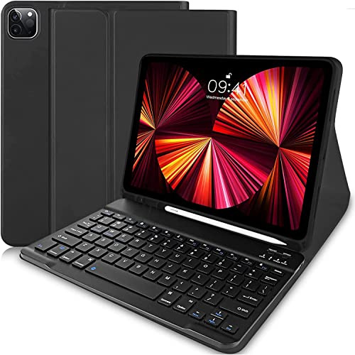 Vowor Tastiera per iPad Air 5 2022 / Air 4 2020 10.9 con Custodia, iPad Pro 11 3a /2a /1a Gen Tastiera con Pencil Slot, Tipo C Smart Cover con Tastiera per iPad Air 4/5 (Nero)