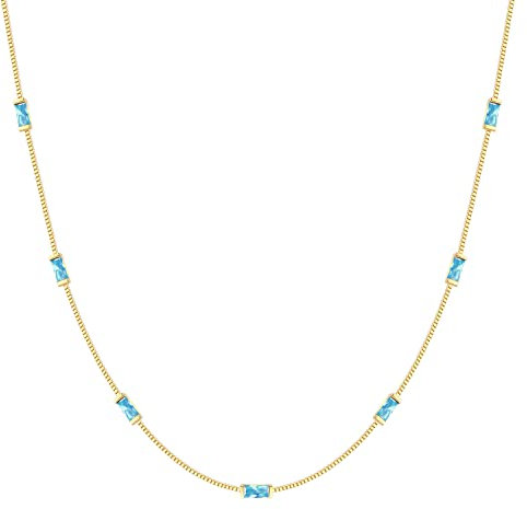 Kette 925 Sterling Silber 14k Vergoldet Damen Geburtsstein Anhänger Halskette für Frauen Schmuck Weihnachten Geburtstags Geschenk für Sie Frau Freundin Mama Valentinstag