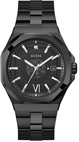 Guess Men's 42mm Watch - Black Strap Black Dial Black Case