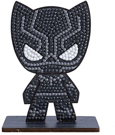 CRYSTAL ART - Set mit Diamant-Figuren – Manuelle Aktivität zum Basteln und Spaß – Erwachsene und Kinder – glitzernde Dekoration in verschiedenen Farben – Marvel – Black Panther