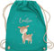 Turnbeutel Rucksack - Süßes Reh mit Namen personalisiert I - Unisize - Türkis - kita beutel kindergartenrucksack rehkitz name stoffbeutel turnsackerl kindergarten