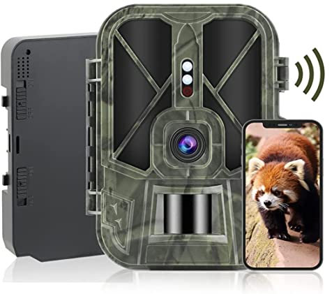 YTLJJ WiFi Bluetooth Caméra de Chasse, 10000mAh Lithium Batterie Rechargeable, 36MP 4K Camera de Chasse Infrarouge Invisible Nocturne avec App Vidéo, Détecteur de Movement, IP66 Étanche