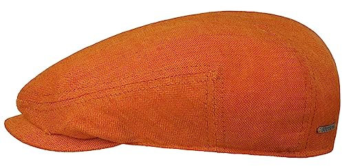 Stetson Descott Leinen Flatcap Herren - Schirmmütze aus 100% Leinen - UV-Schutz - Frühling/Sommer orange 61 cm