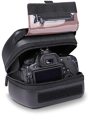 USA Gear Hard Shell DSLR Camera Case with Molded EVA Protection, Quick Access Opening, Padded Interior and Rubber Coated Handle (Black Vegan)