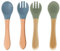 Tadipri Lot De 4 Cuillère Fourchette En Bambou Pour Bébé Bois Embouts En Silicone Souple Cuillère Fourchette Pour Bébé Avec Une Forte Cuillère Fourchette Pour Les Bébés Et Les Petits Enfants