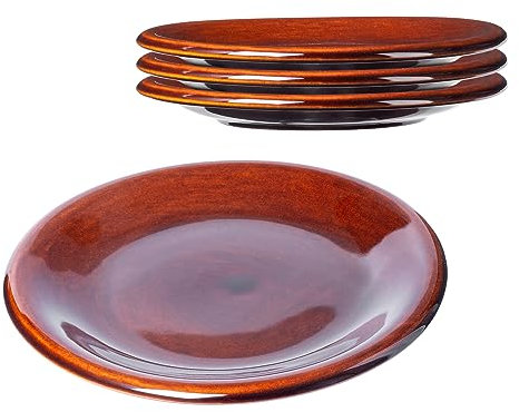 KADAX Lot de 4 assiettes plates, en argile avec couche en céramique, passent au lave-vaisselle, assiettes plates, assiettes de service pour petit-déjeuner, gâteaux, desserts (petit, 4 pièces)