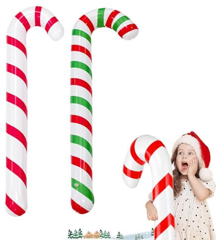 VIKY® Aufblasbare Zuckerstangen Weihnachtsdeko Outdoor, 2 Stück Groß Weihnachten Zuckerstange, Christmas Decorations, Spielzeug Ballons Zuckerstangen für Weihnachten Party Deko, Christbaumschmuck