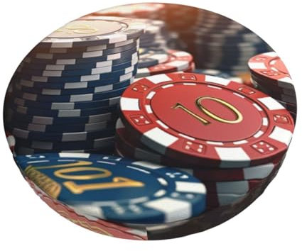 Barhocker-Schonbezug mit Casino-Chips-Druck, rund, elastisch, waschbar, rutschfest, für Zuhause, Salon, Büro, 35,6 cm