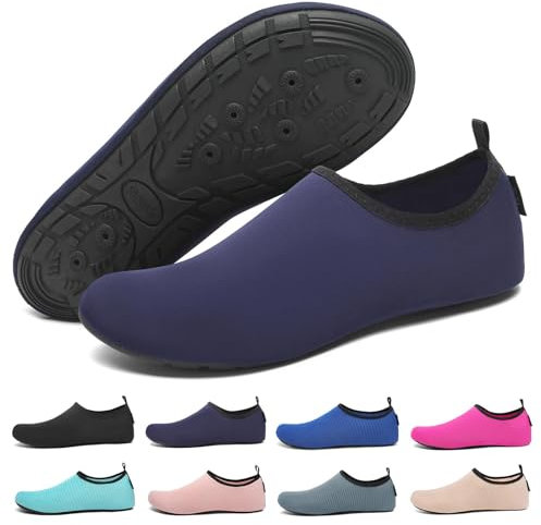 SAGUARO Escarpines Hombre Mujer Agua Zapatillas de Playa Secado Rápido Calzado de Agua Antideslizante Escarpines para Surf Buceo Rio Piscina Azul Oscuro Gr.40/41
