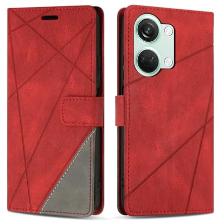 SONWO Coque pour OnePlus Nord 3 / OnePlus ACE 2V, Protection Housse Etui en Cuir PU Portefeuille avec Emplacements Cartes et Fonction Support pour OnePlus Nord 3 / OnePlus ACE 2V, Rouge
