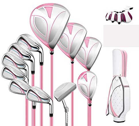 Set mazze da golf, mazze da golf complete per donna, set per l'apprendimento del golf, 11 mazze in lega di carbonio + 1 borsa per palline, mano destra