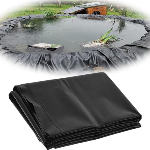 Telo per Laghetto Nero in HDPE, 1x2m 2x5m 3x4m 5x10m 8x12m Rivestimento per Laghetto Flessibile Resistente, Fodera Laghetto prova di strappo per Piscina Giardino, Laghetti, Fontane(Size:3x3.0m(9.8ftx9