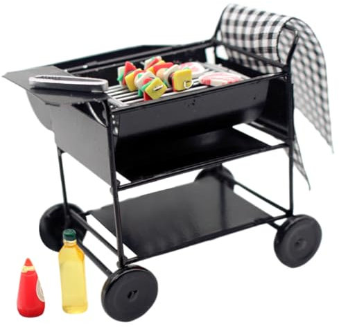ifundom 1 Satz Mini-Grill Kochwerkzeug Puppenhaus Dekor Küchenzubehör 1:12 Puppe kreativ Spielzeug bastelbedarf Möbel Puppenhaus Miniaturgrill Mini-Barbecue Maker draussen schmücken Suite