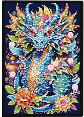 DCIDBEI Diamond Painting Tagebuch mit Strasssteinen A5 Blanko 5D Diamant Painting Notizbuch Drachen Diamond Painting Notizbücher Tiere Skizzenbuch A5 Diamant Malerei Diary Journal Notebook