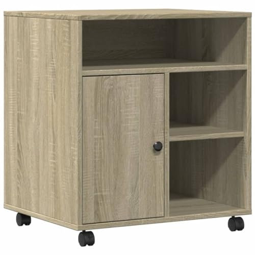 vidaXL Druckerständer, Druckerhalter mit Rollen, Druckertisch Druckerwagen für Büro Zuhause, Rollwagen Büroschrank Beistelltisch, Sonoma-Eiche