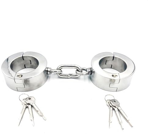 FIXCOR Handschellen Schwere Sex Fußfesseln Aus Edelstahl SM Handcuffs Fesseln Handschellen Schloss Und Schlüssel Bondage Sklave Fesseln Sex Bett Spielzeug Für Männer Und Frauen,5.2cm,5.2cm