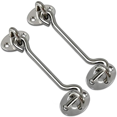 TOPYWMSP Hook and Eye Latch 2Pcs 6 Inch Stainless Steel Cabin Hook for Door,Gate,Window(150mm)