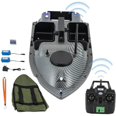 XUEMANSHOP RC-Boot Futterboot, 600m Fischköderboot mit GPS, 2 kg Beladung, 99 Positionierungspunkte, Dual Motoren, für Flüssen, Seen und Meeren