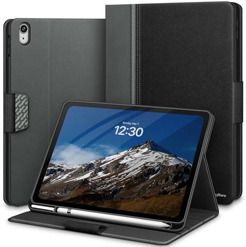 KingBlanc für iPad A16 Hülle 11. Generation 11 Zoll 2025, iPad 10. Generation 10,9 Zoll 2022 mit Pencil Halter, Schutzhülle aus PU-Leder mit Standfunktion, Auto Schlaf/Wach, Magnetverschluss, Schwarz