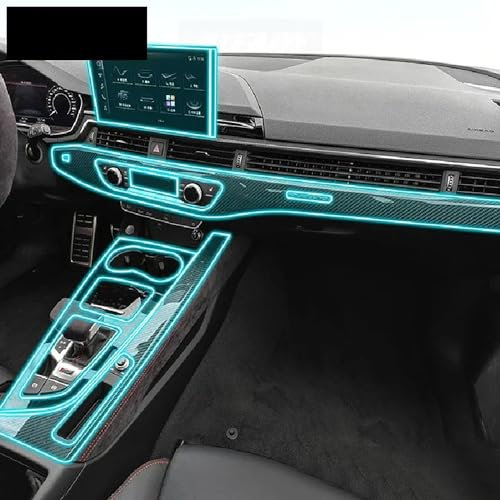 LeLeD TPU transparente Folie für Audi RS4 S4 2021 2022,Auto Innen Aufkleber Mittel Konsole Ausrüstung Navigation Armaturen Brett,B-transparent