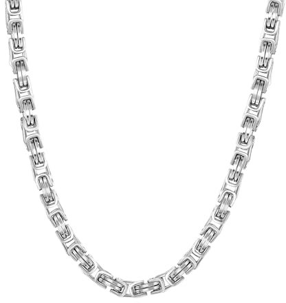 Kim Johanson® Edelstahl Herren Königskette in Silber | Breite Kette für Männer | Wasserfest | Dicke Halskette | Verschiedene Längen | 5mm Breit | Massive Silberkette | Inkl. Schmuckbeutel