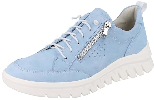 Waldläufer H Biggi Damen Sneaker hellblau Nubukleder (blau, EU Schuhgrößensystem, Erwachsene, Damen, Numerisch, Breit, 37 1/3)