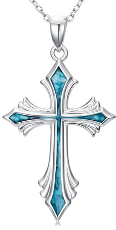 ABIGY Kreuz Halskette für Damen 925 Sterling Silber Kreuz Türkis Halskette Türkis Anhänger Weihnachten Geburtstag Muttertag Jahrestag Schmuck Geschenke für Mutter Ehefrau Tochter Schwestern