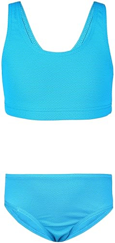 Aquarti Mädchen Sport Bikini Racerback Bustier & Bikinislip, Farbe: Jacquard Punkte Türkis, Größe: 122