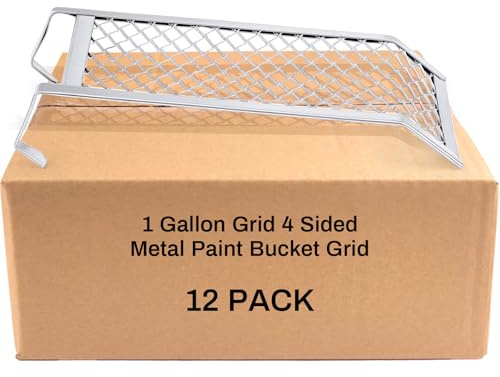 Landhoow 12 Pcs Paint Roller Grid for 1 Gallon Buckets, Paint Screen Strainer 4 Sided Metal Bucket Grid, Silver