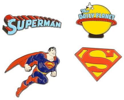 Grupo Erik Set Pins DC Comics Superman - 4 Anstecknadeln - Sonic Geschenke DC Comics Superman Merchandising