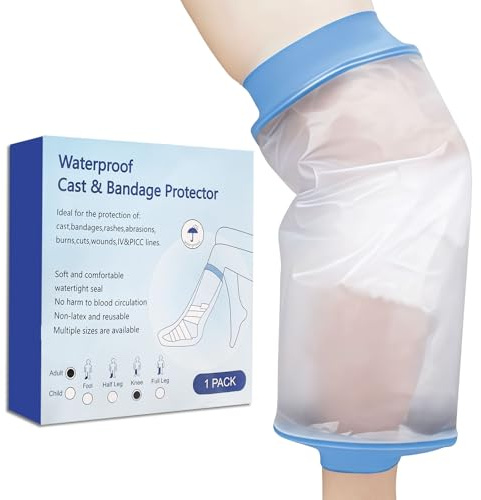 Bodiiwuliu Reutilizable Protector de Escayola Impermeable Piernas, Impermeable para Proteger el Piernas Durante la Ducha y el Baño, Cómodo y Ligero,Apto para la Mayoría